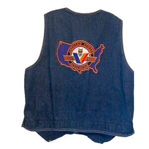 Vintage Vest Men's Motorcycle Biker Denim American Voyager Association USA 2XL‎